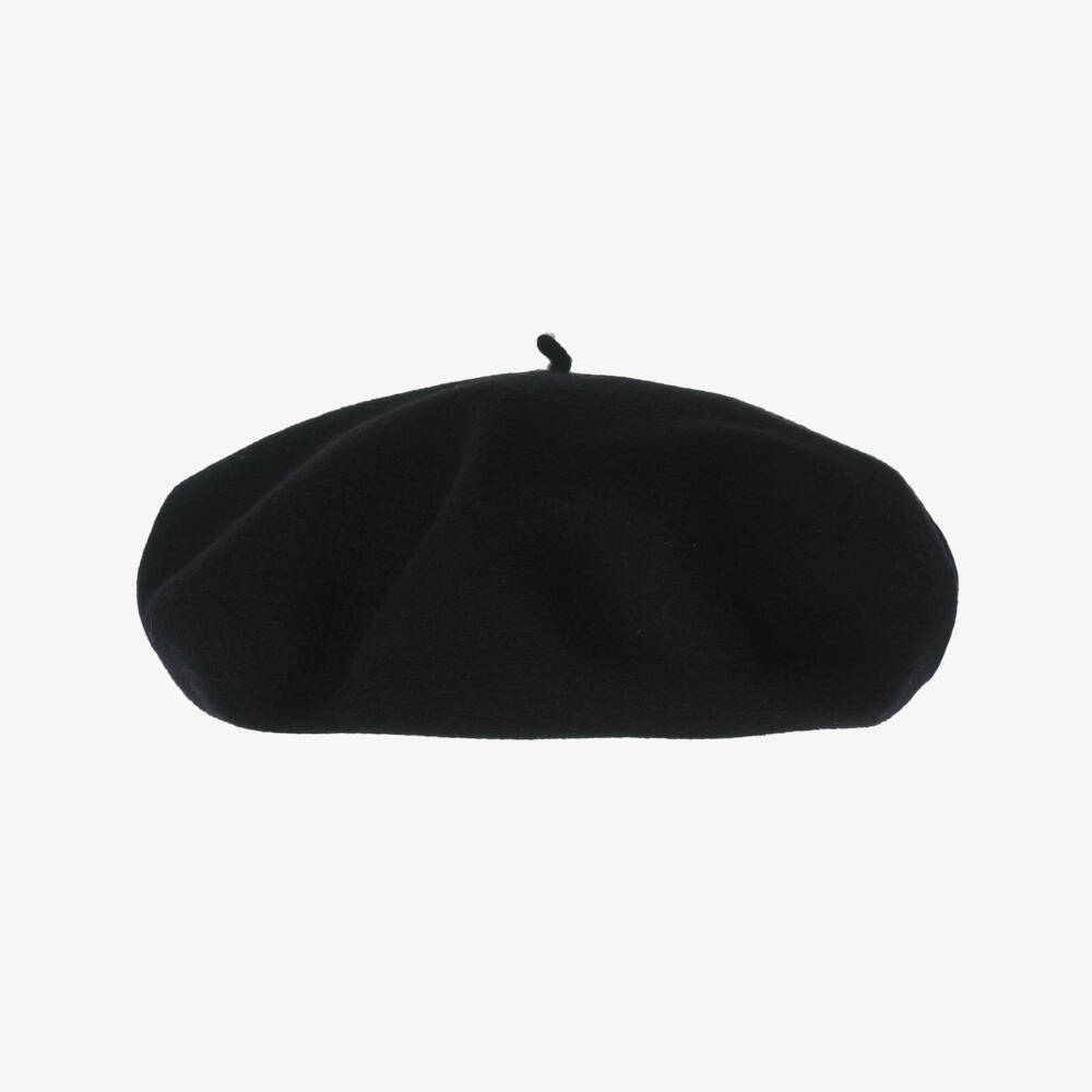 Bonpoint-Girls Black Wool Beret with Patches | Childrensalon Outlet