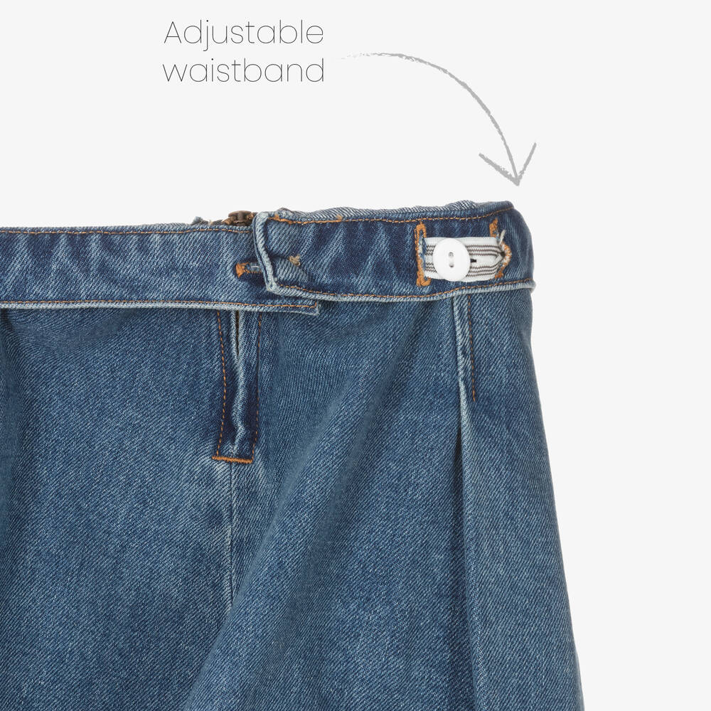 Bonpoint-Girls Blue Denim Pleated Skirt | Childrensalon Outlet