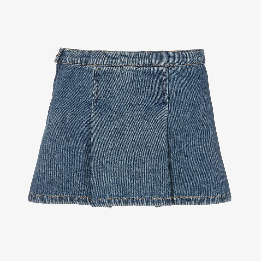 Bonpoint-Girls Blue Denim Pleated Skirt | Childrensalon Outlet