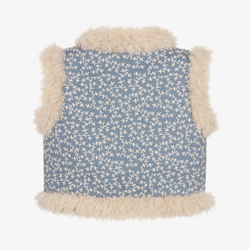 Bonpoint-Girls Blue Embroidered Gilet Jacket | Childrensalon Outlet
