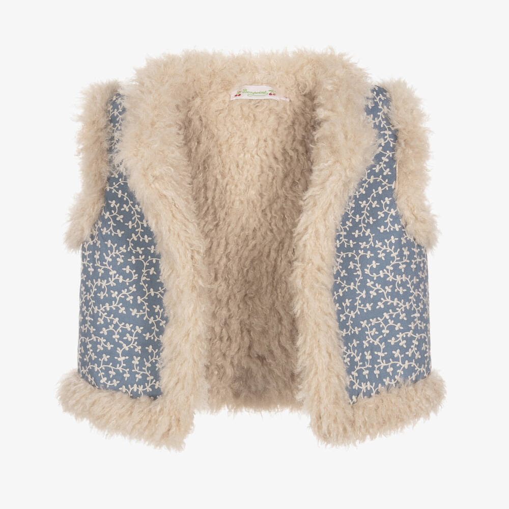 Bonpoint-Girls Blue Embroidered Gilet Jacket | Childrensalon Outlet