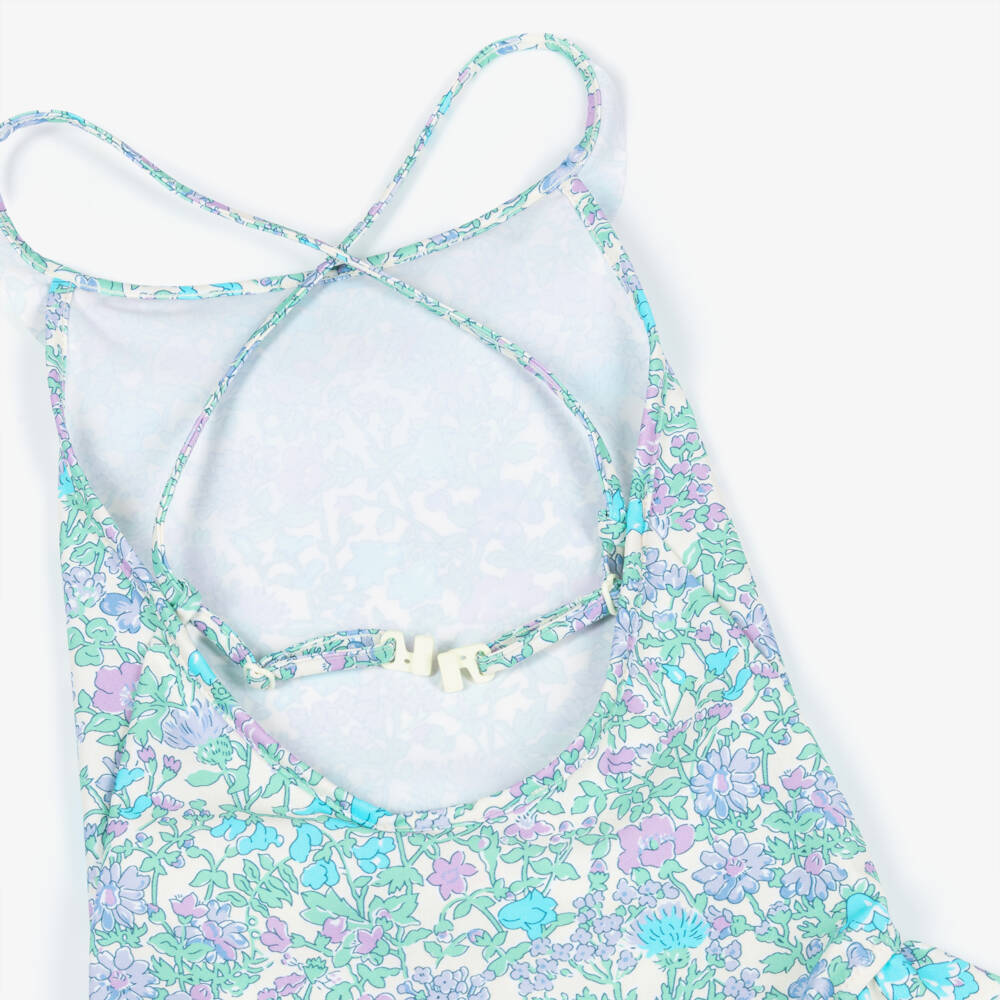 Bonpoint-Girls Blue Floral Liberty Fabric Swimsuit | Childrensalon Outlet