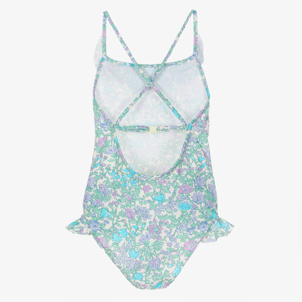 Bonpoint-Girls Blue Floral Liberty Fabric Swimsuit | Childrensalon Outlet