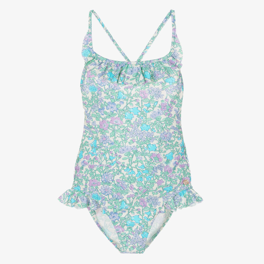 Bonpoint-Girls Blue Floral Liberty Fabric Swimsuit | Childrensalon Outlet