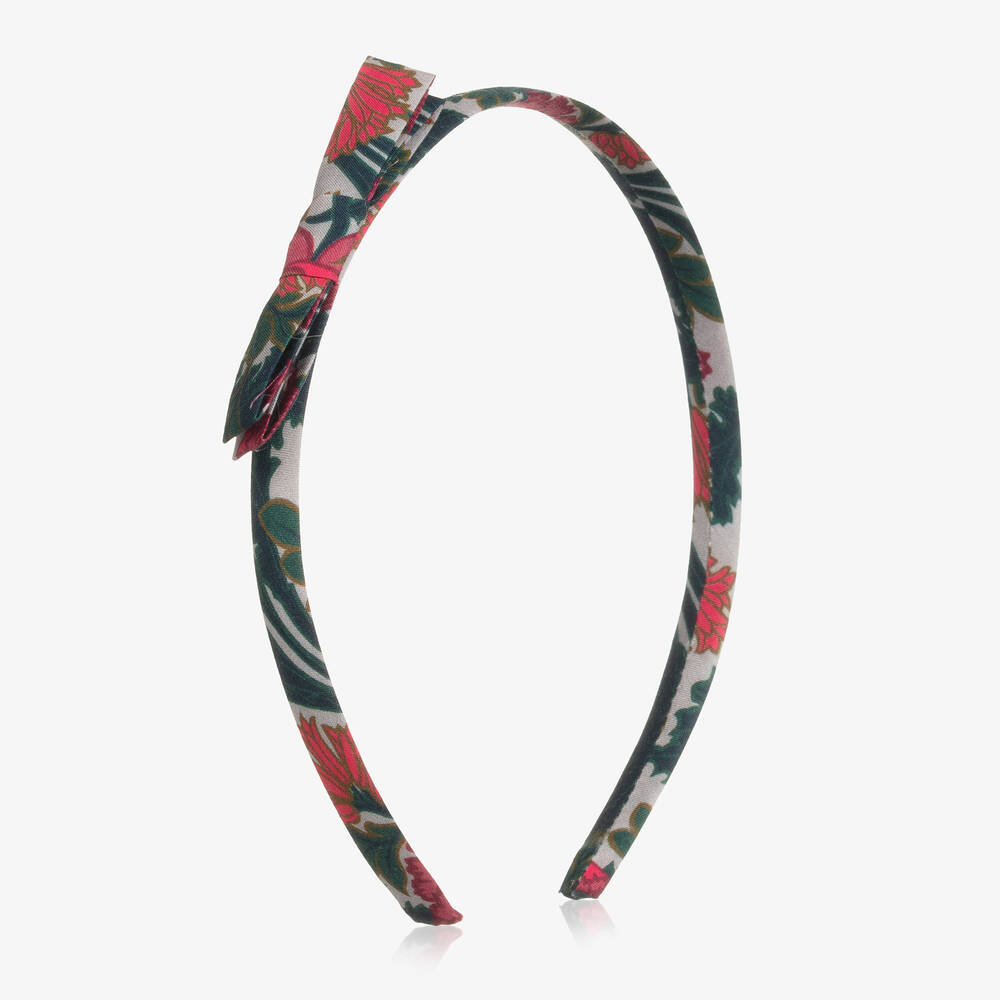 Bonpoint - Girls Blue & Green Floral Liberty Hairband | Childrensalon