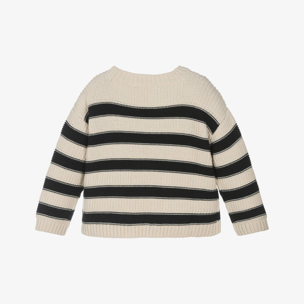 Bonpoint-Girls Blue & Ivory Striped Pullover | Childrensalon Outlet