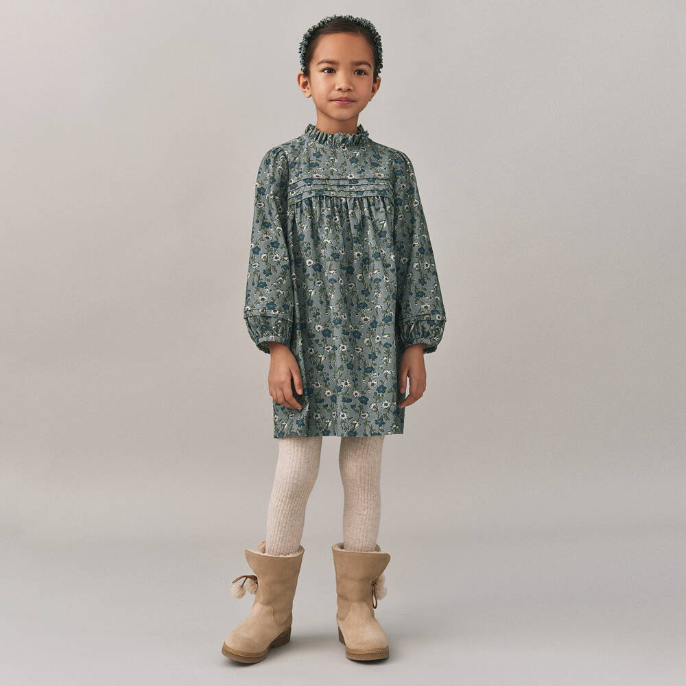 Bonpoint-Girls Blue Liberty Floral Fabric Needlecord Dress | Childrensalon Outlet