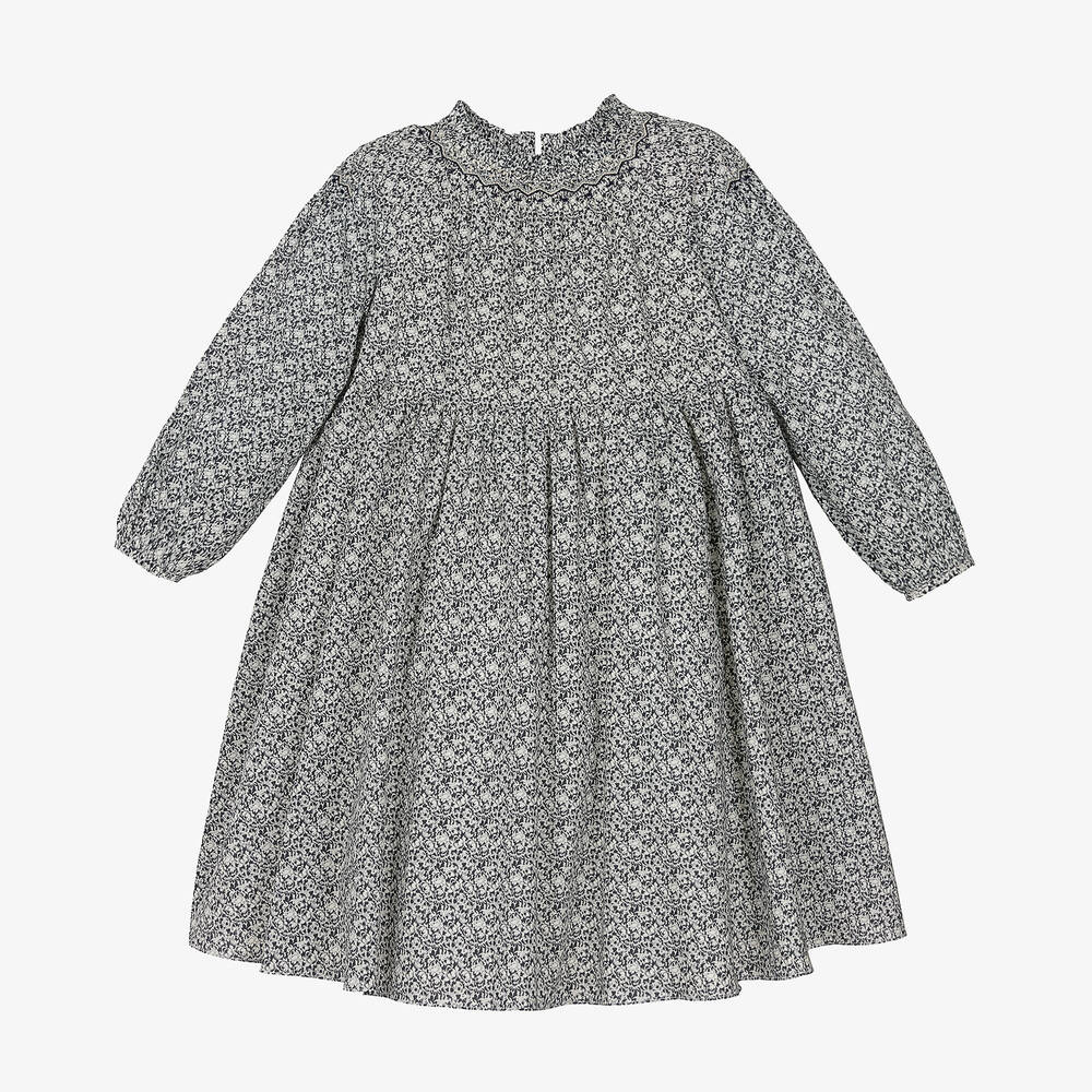 Bonpoint - Robe bleue en coton Liberty fille | Childrensalon