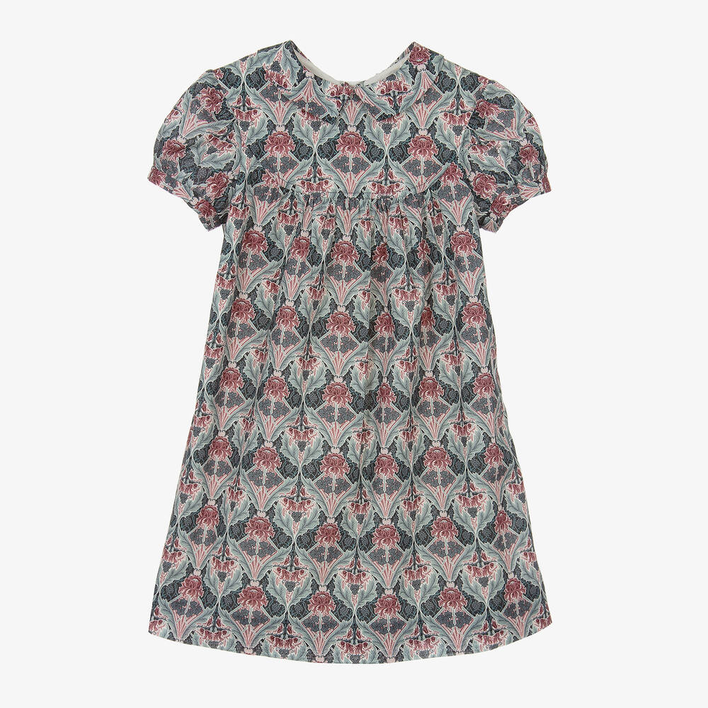 Bonpoint - Girls Blue Liberty Print Cotton Dress | Childrensalon