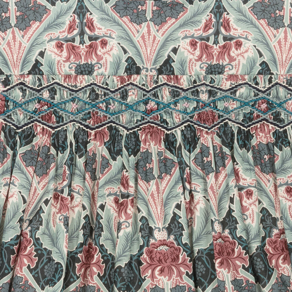 Bonpoint-Girls Blue & Pink Smocked Liberty Print Dress | Childrensalon Outlet