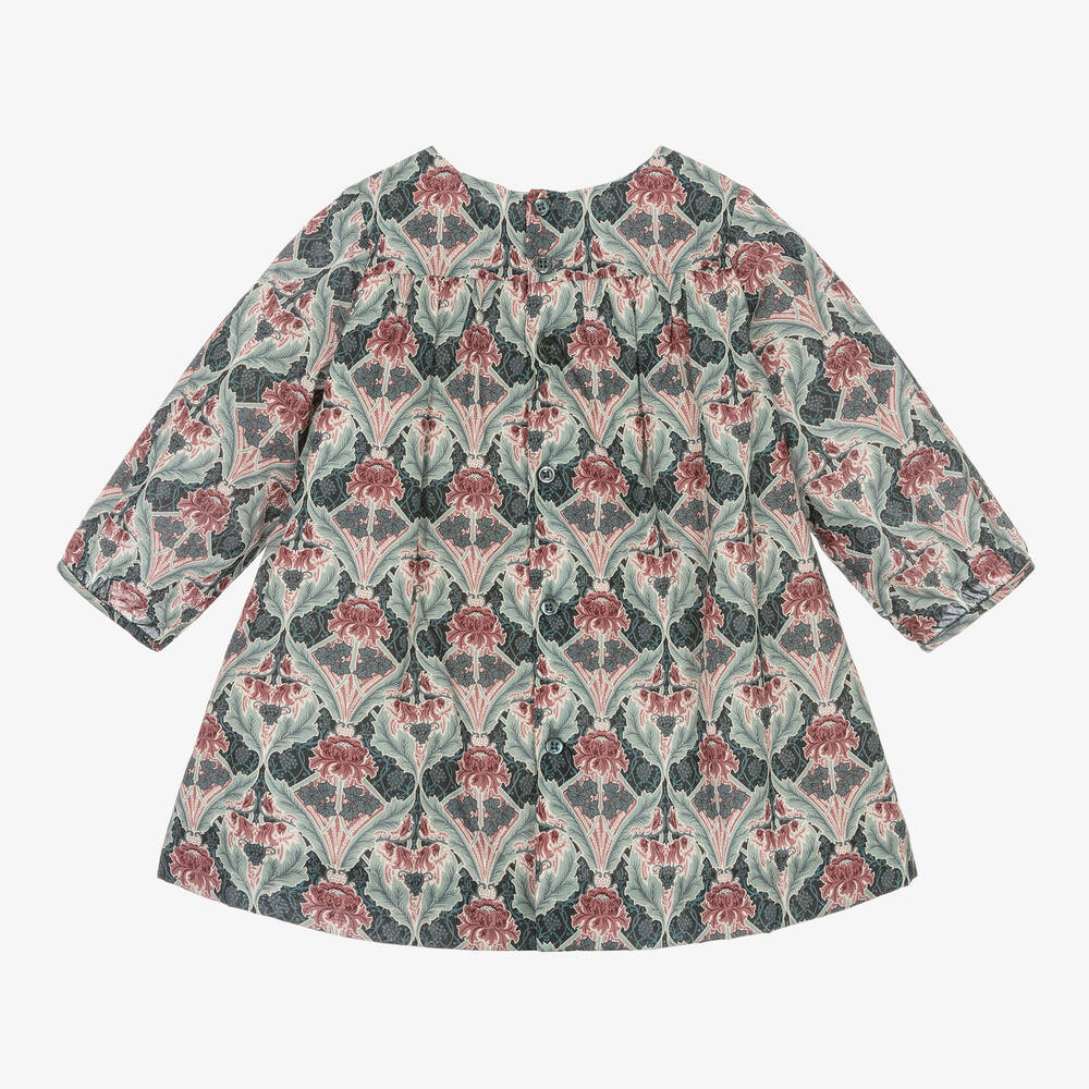 Bonpoint-Girls Blue & Pink Smocked Liberty Print Dress | Childrensalon Outlet