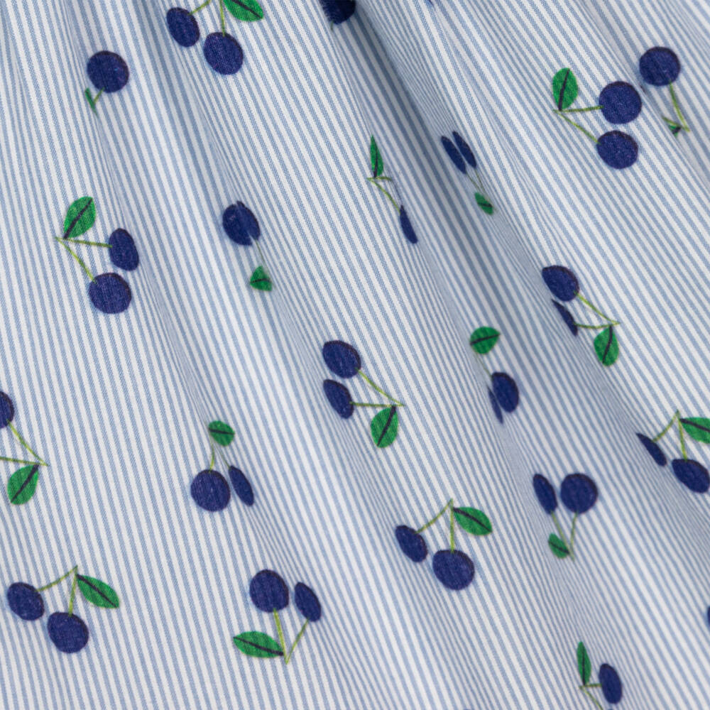 Bonpoint-Girls Blue Stripe Cherry Dress | Childrensalon Outlet