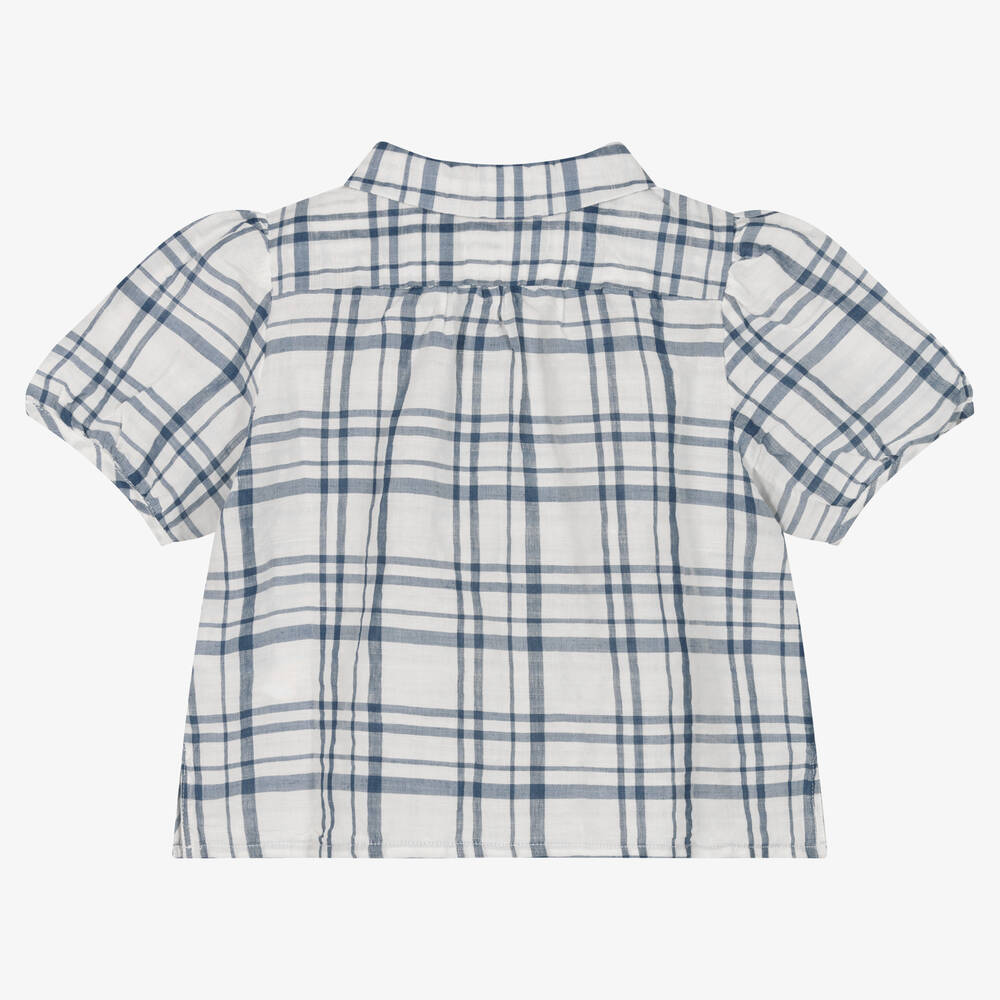 Bonpoint-Girls Blue & White Checked Blouse | Childrensalon Outlet