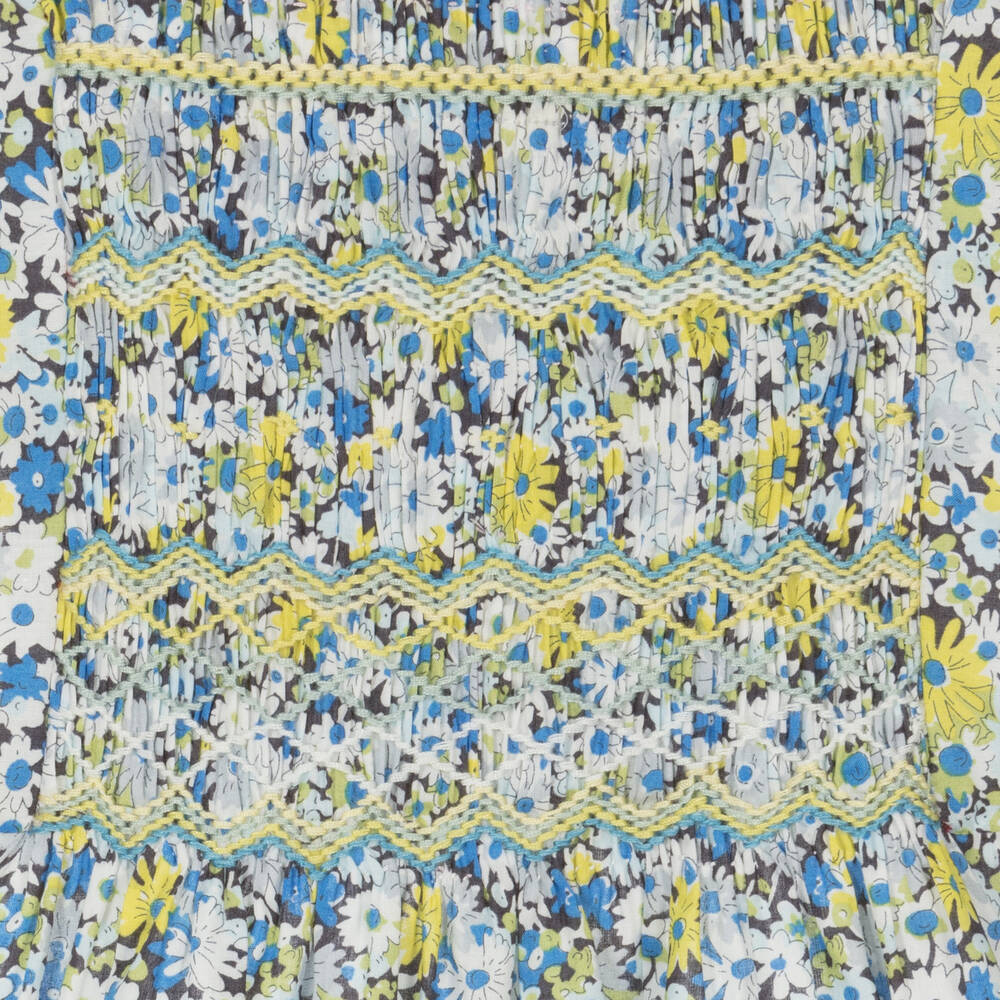 Bonpoint-Girls Blue & Yellow Floral Blouse | Childrensalon Outlet