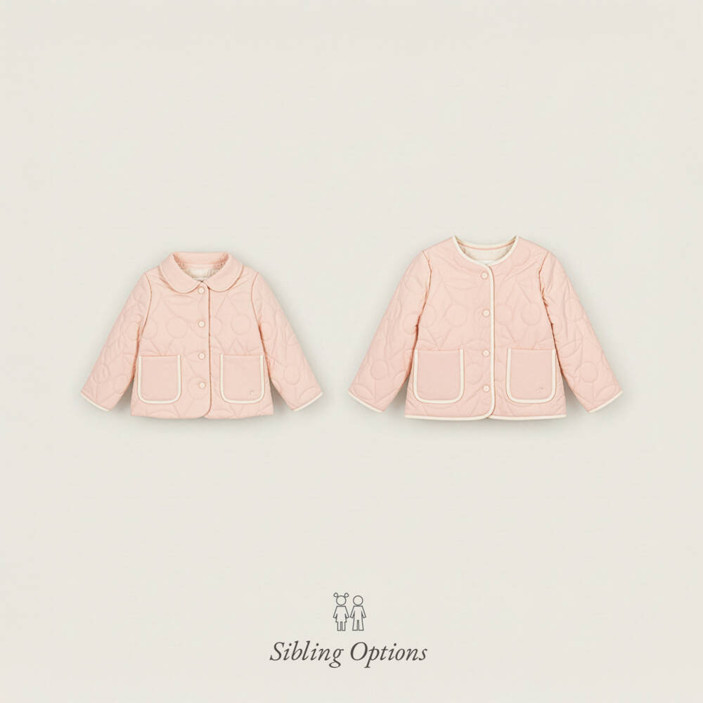 Bonpoint-Girls Blush Pink Cherry Logo Quilted Jacket | Childrensalon Outlet