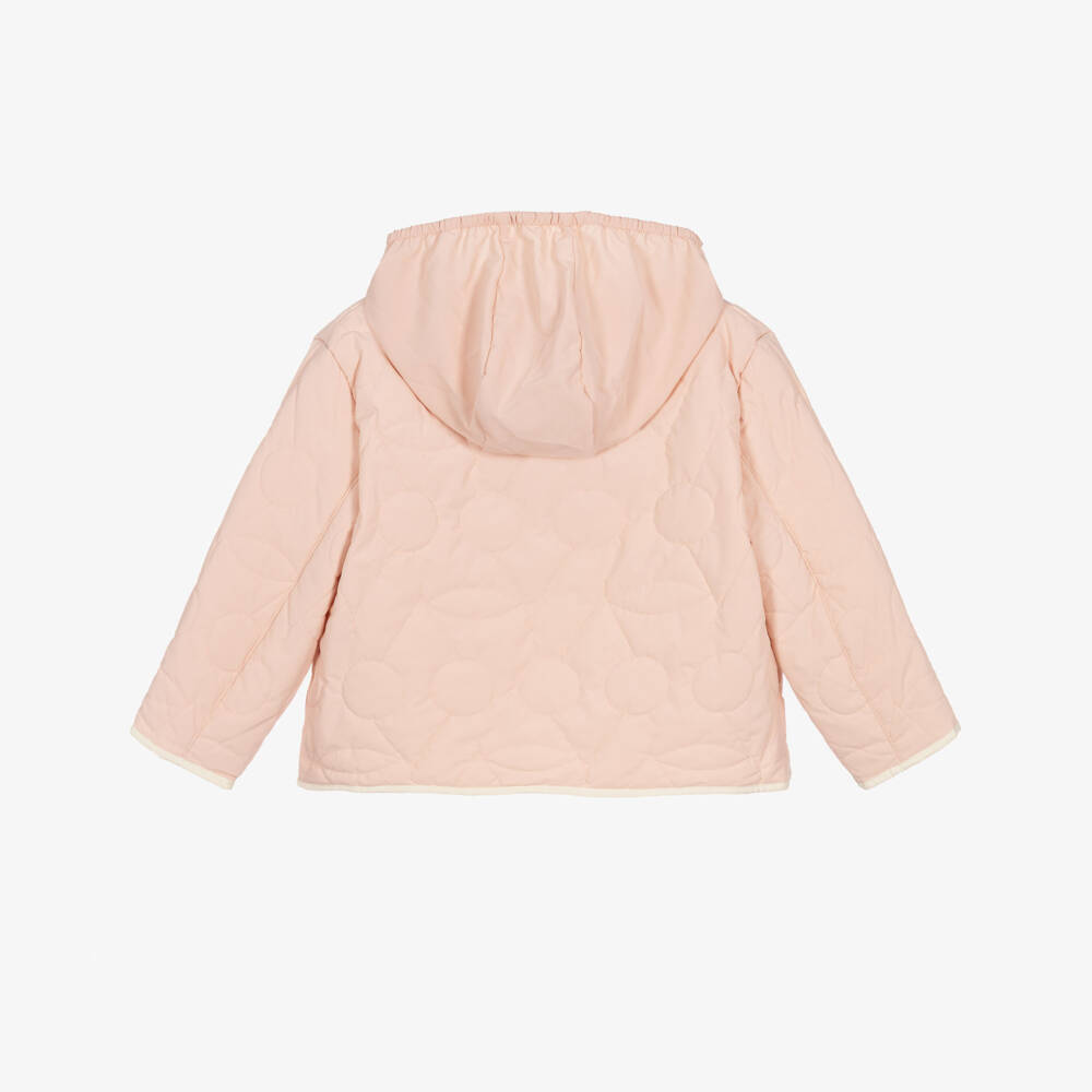 Bonpoint-Girls Blush Pink Cherry Logo Quilted Jacket | Childrensalon Outlet