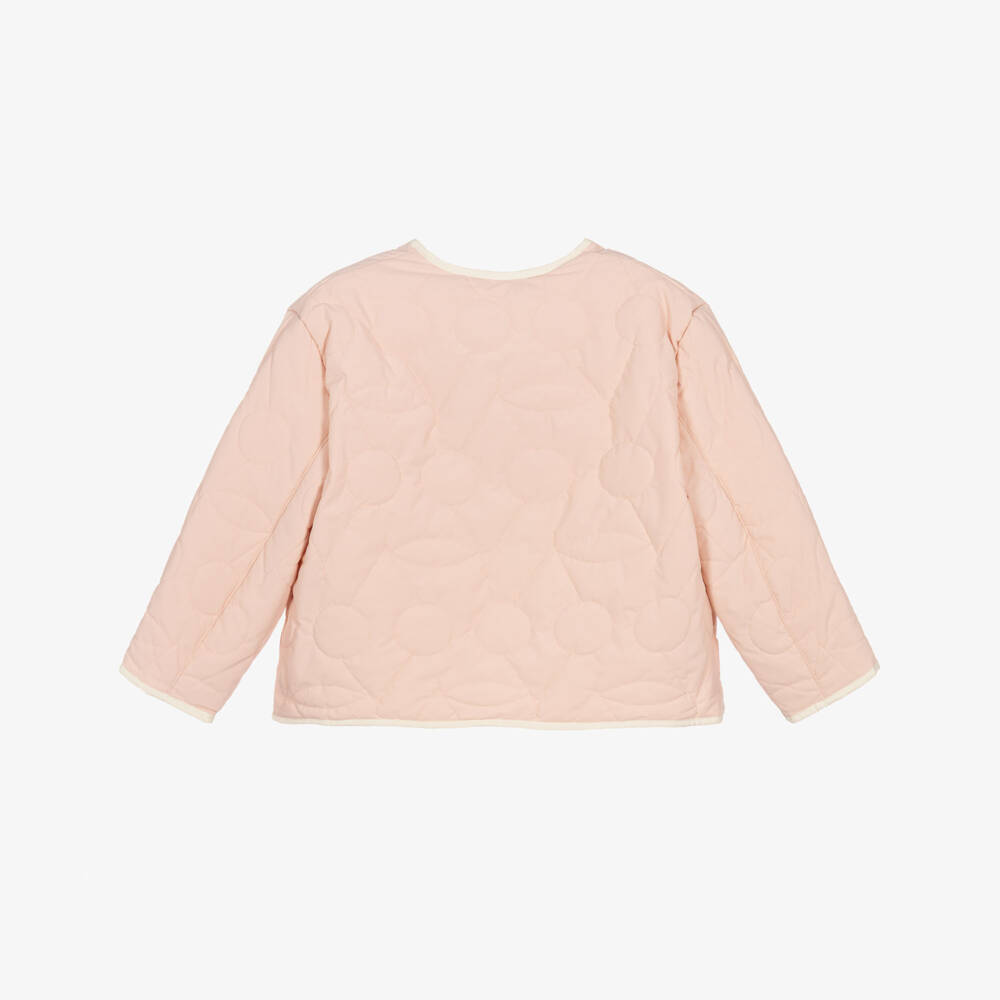 Bonpoint-Girls Blush Pink Cherry Logo Quilted Jacket | Childrensalon Outlet