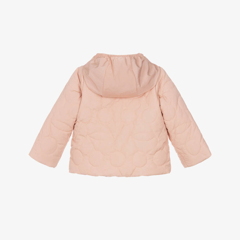 Bonpoint-Girls Blush Pink Cherry Quilted Jacket | Childrensalon Outlet