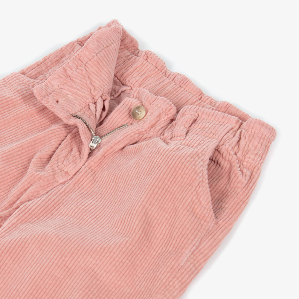 Bonpoint-Girls Blush Pink Corduroy Wide Leg Trousers | Childrensalon Outlet