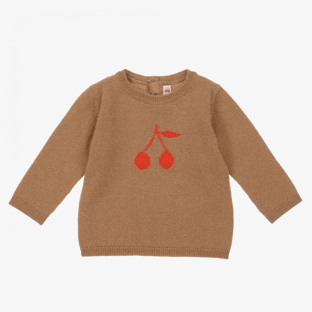 Bonpoint - Girls Brown Cashmere Sweater | Childrensalon