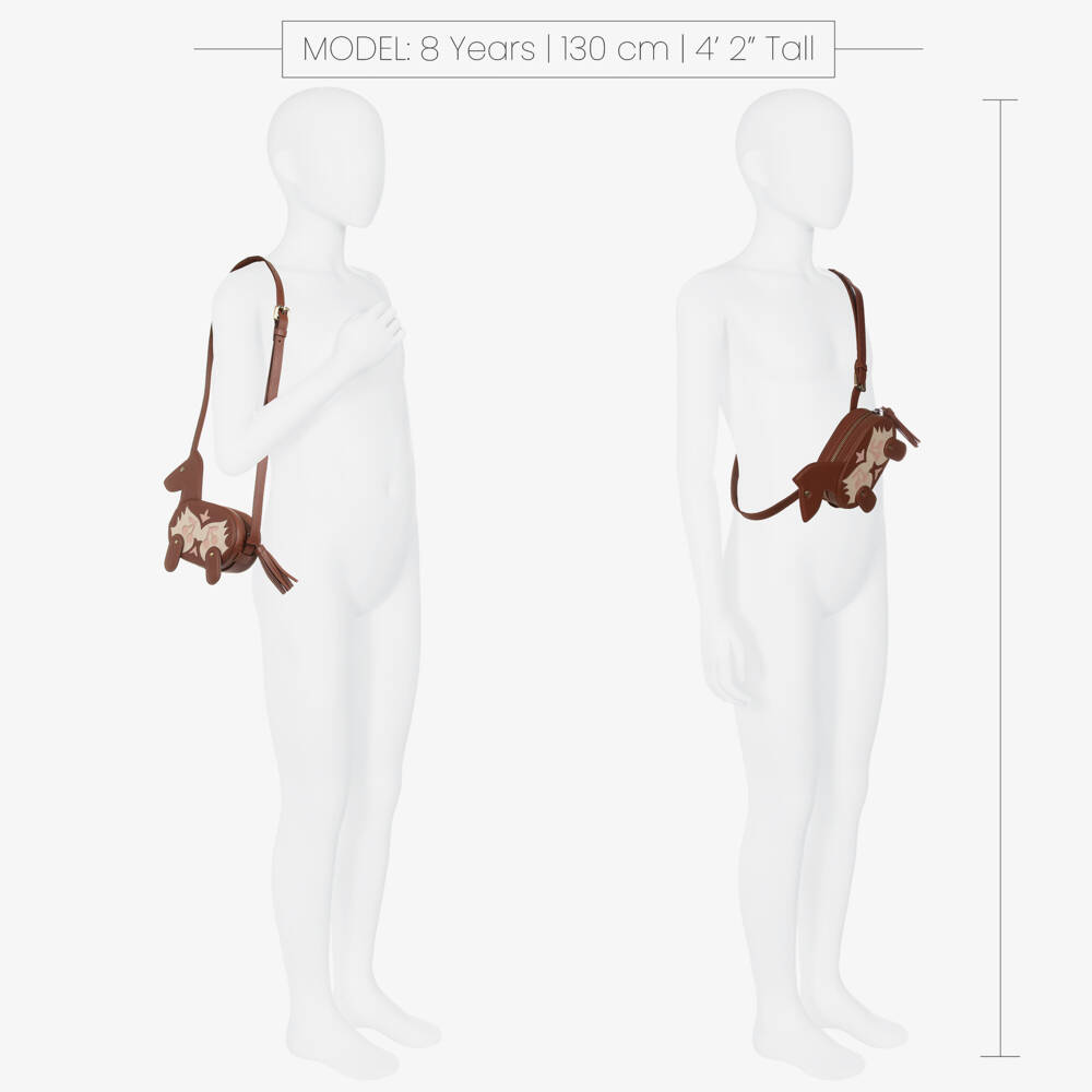 Bonpoint-Girls Brown Leather Horse Shoulder Bag (14cm) | Childrensalon Outlet