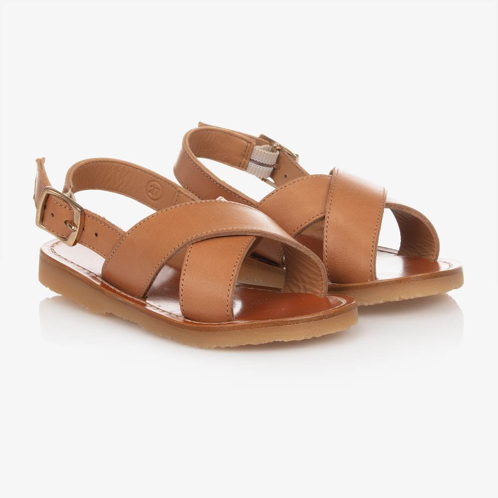 Girls Brown Leather Sandals