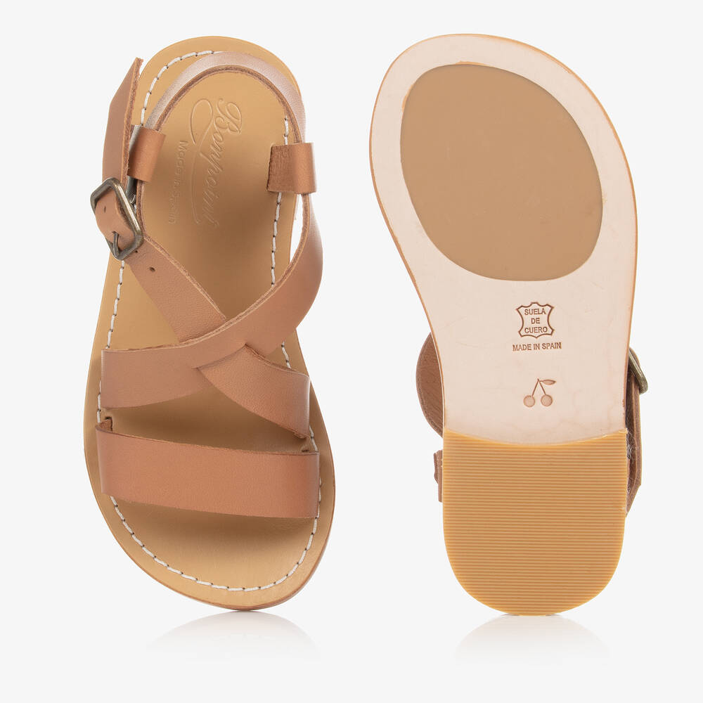 Bonpoint-Girls Brown Leather Sandals | Childrensalon Outlet