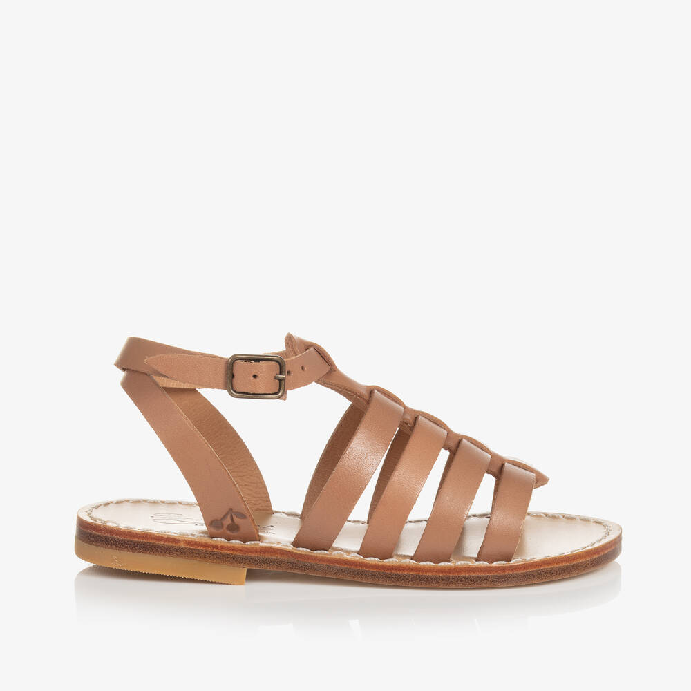 Bonpoint-Girls Brown Leather Sandals | Childrensalon Outlet