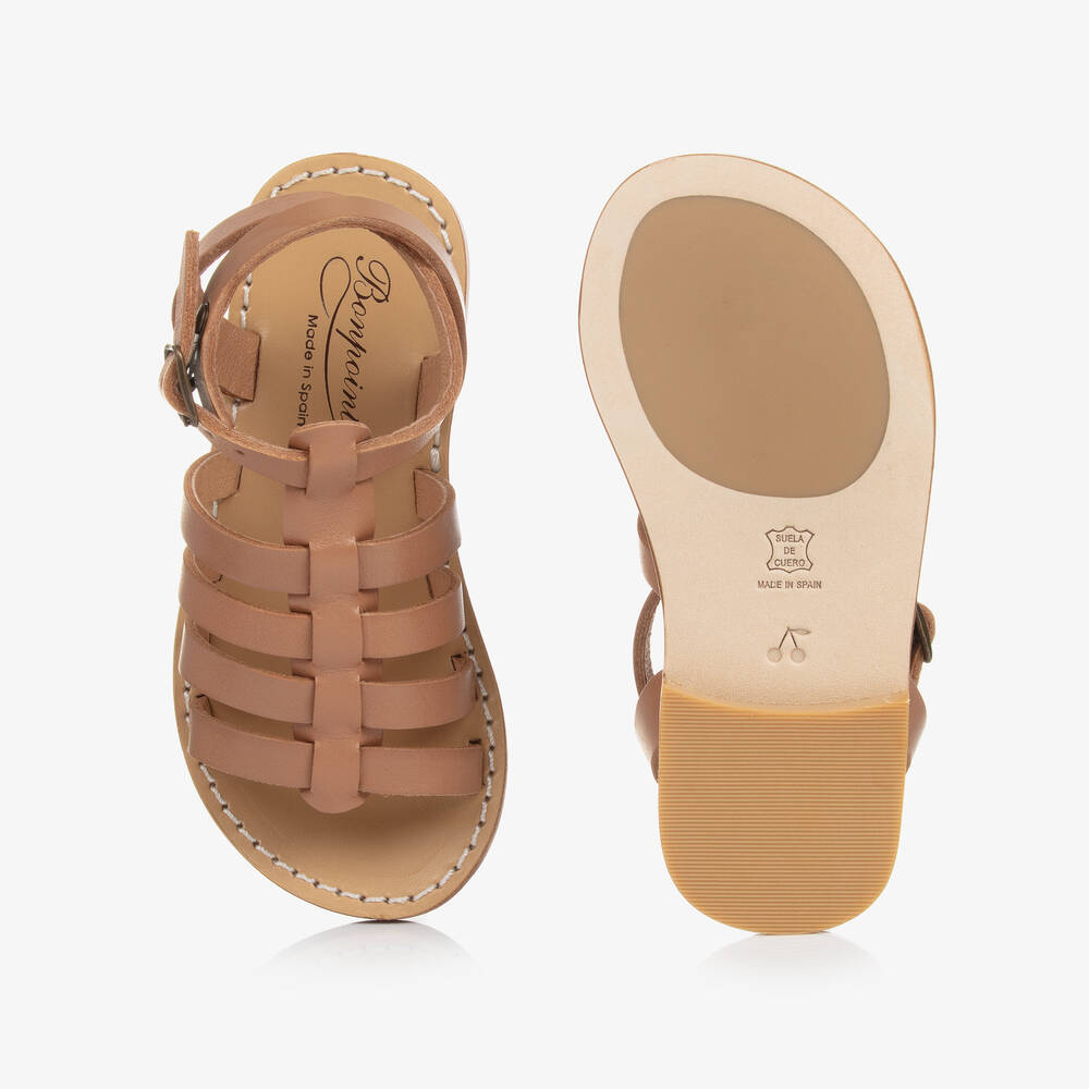 Bonpoint-Girls Brown Leather Sandals | Childrensalon Outlet