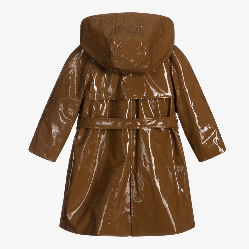 Bonpoint-Коричневый тренч из лакированной кожи для девочек | Childrensalon Outlet