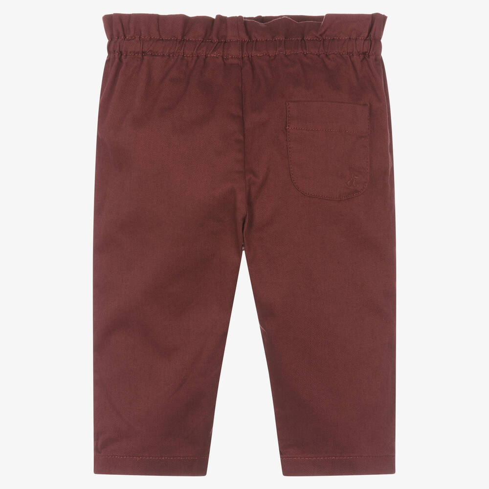Bonpoint-Girls Burgundy Red Cotton Trousers | Childrensalon Outlet