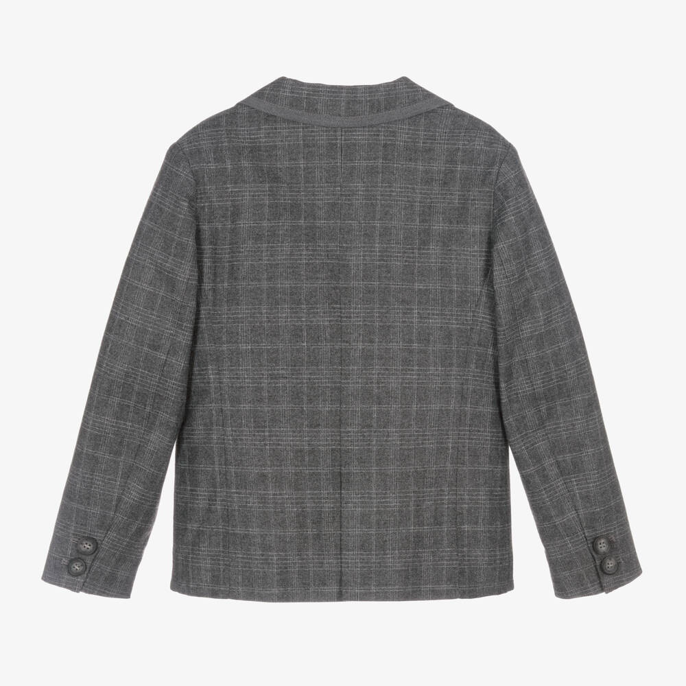 Bonpoint-Girls Charcoal Checked Wool Blazer | Childrensalon Outlet