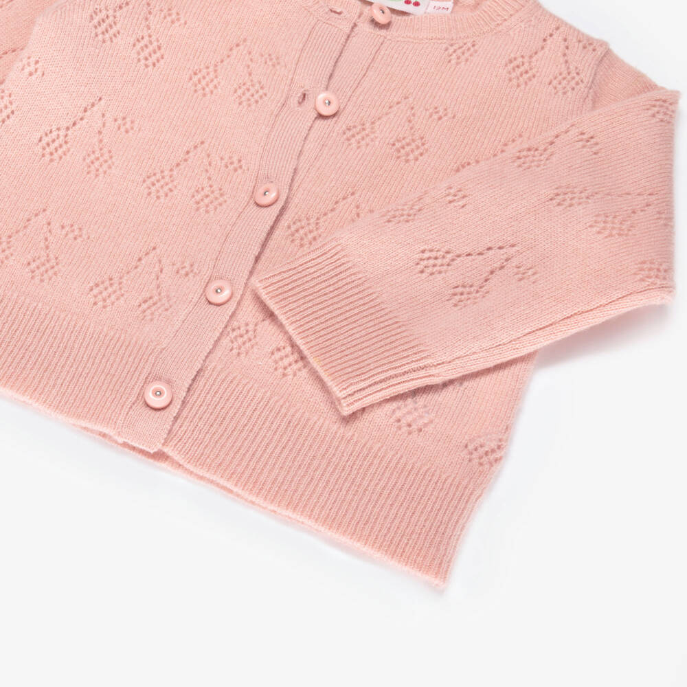 Bonpoint-Girls Cherry Pattern Cashmere Cardigan | Childrensalon Outlet