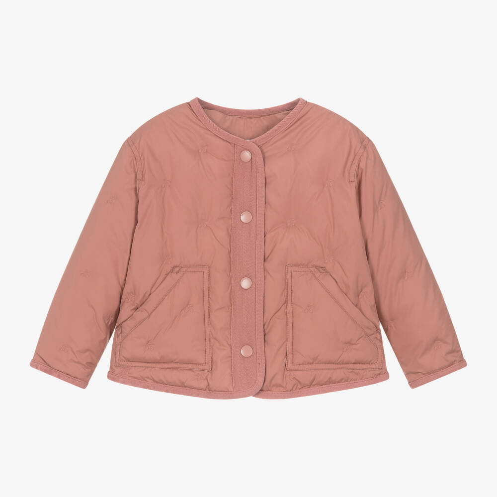 Bonpoint-Girls Cherry Quilted Pink Jacket | Childrensalon Outlet