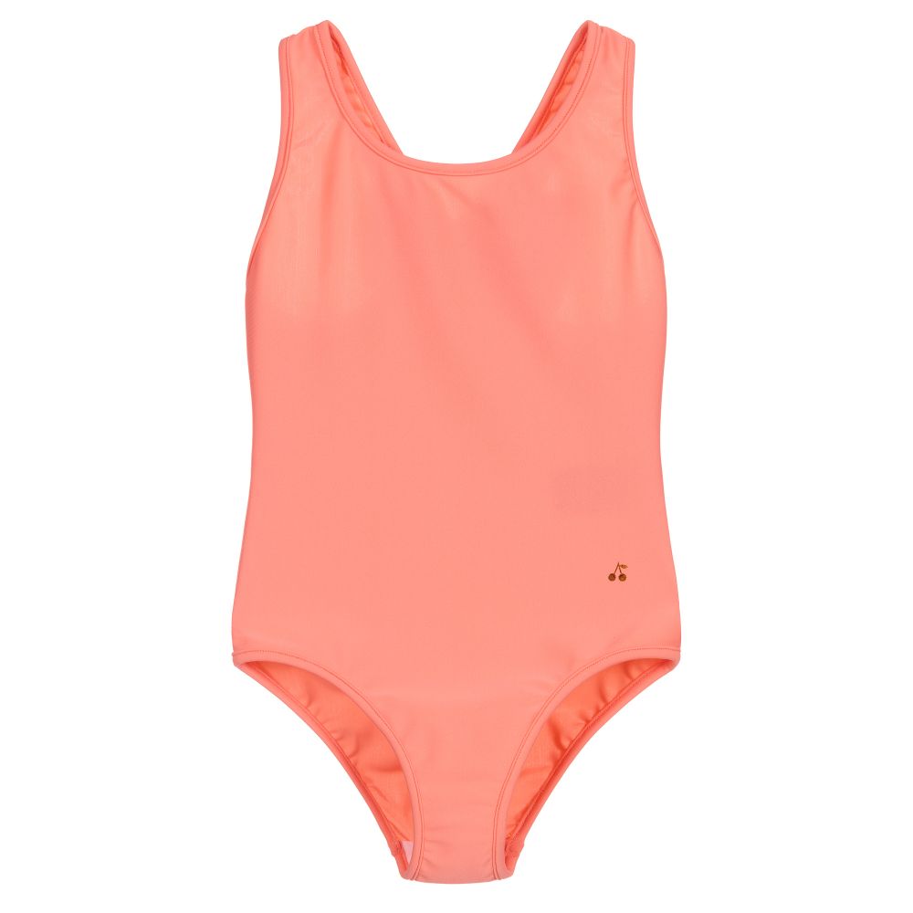 Bonpoint - Girls Coral Pink Swimsuit | Childrensalon