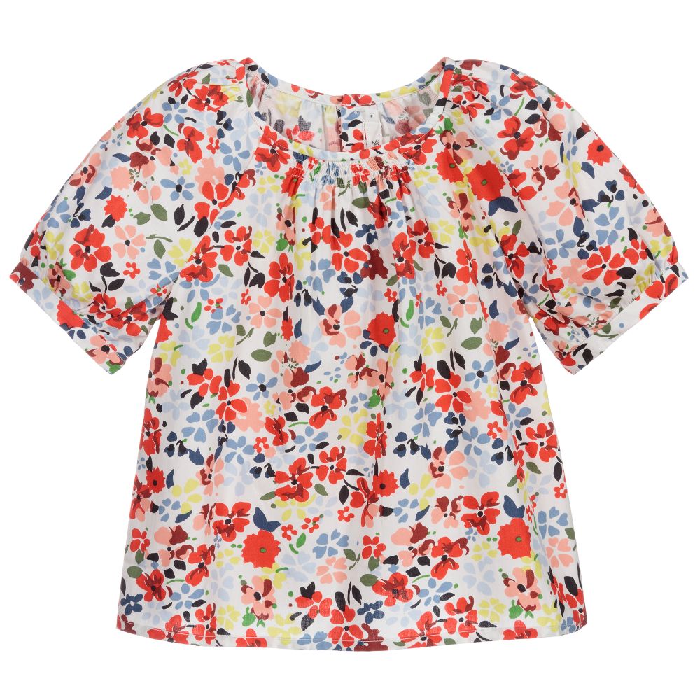 Bonpoint - Хлопковая блузка в цветочек для девочек | Childrensalon