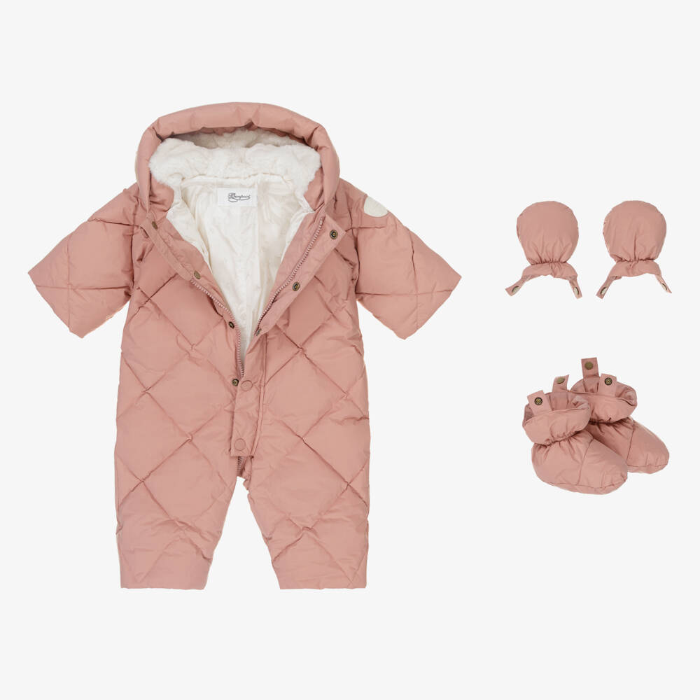 Bonpoint-Girls' Cozy Pink Quilted Snow Gear | Childrensalon Outlet