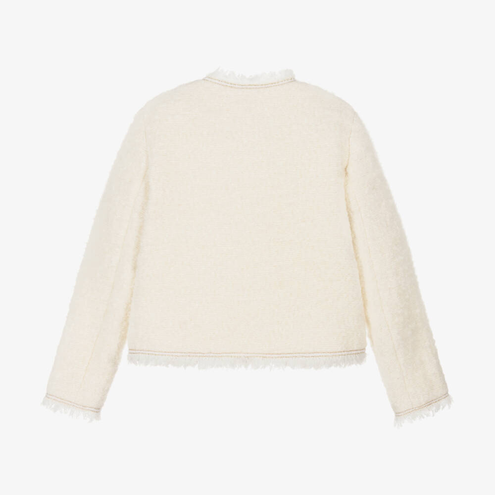 Bonpoint-Girls Cream Bouclé Tweed Blazer | Childrensalon Outlet