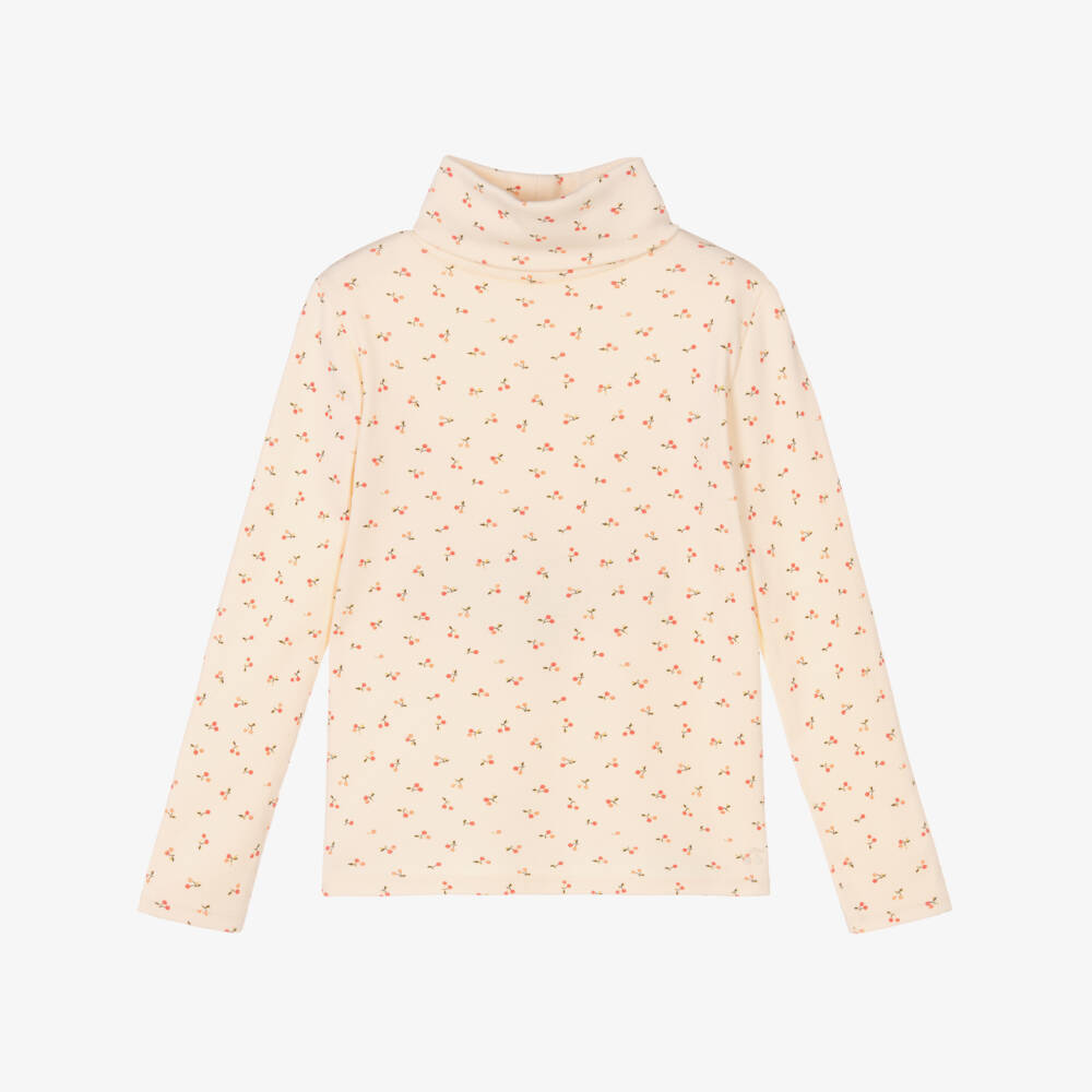 Bonpoint-Girls Cream Cherry Turtleneck Top | Childrensalon Outlet