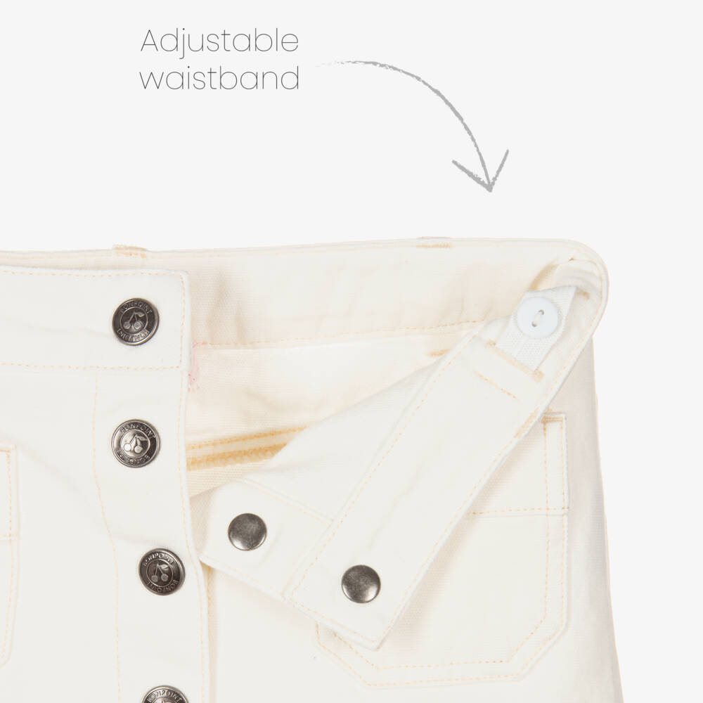 Bonpoint-Girls Cream Denim Skirt | Childrensalon Outlet