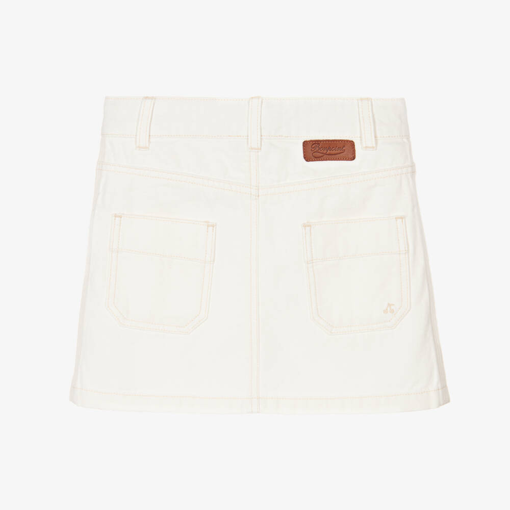 Bonpoint-Girls Cream Denim Skirt | Childrensalon Outlet