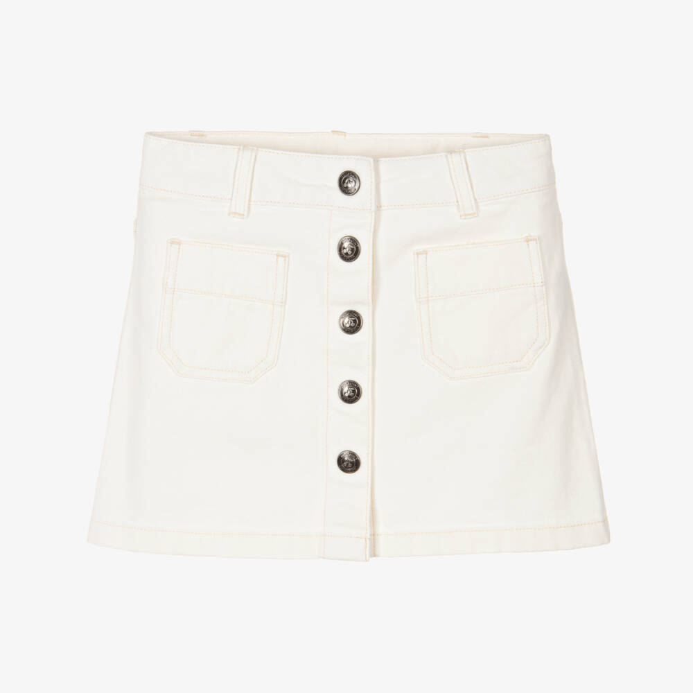 Bonpoint-Girls Cream Denim Skirt | Childrensalon Outlet