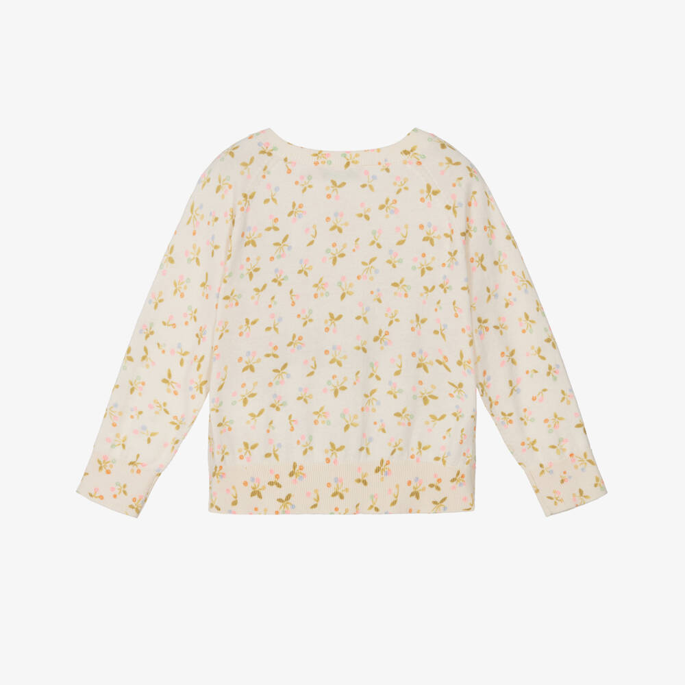 Bonpoint-Girls Creamy Cherry Delight Cardigan | Childrensalon Outlet