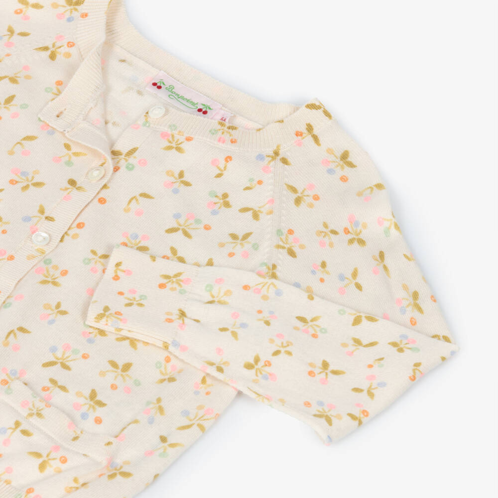 Bonpoint-Girls Creamy Cherry Delight Cardigan | Childrensalon Outlet