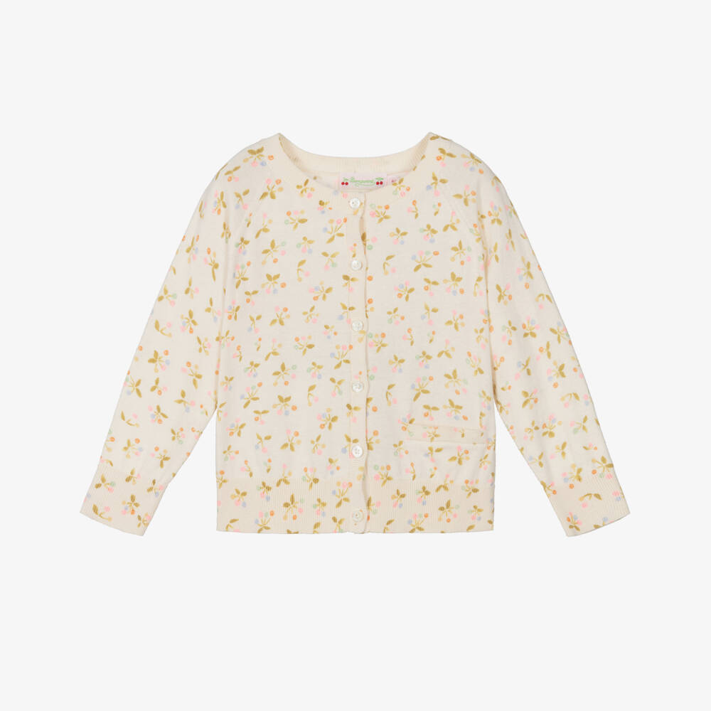 Bonpoint-Girls Creamy Cherry Delight Cardigan | Childrensalon Outlet