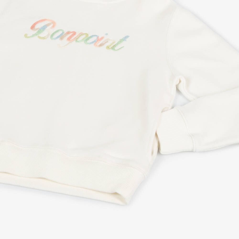 Bonpoint-Girls Creamy Embroidered Cotton Sweater | Childrensalon Outlet