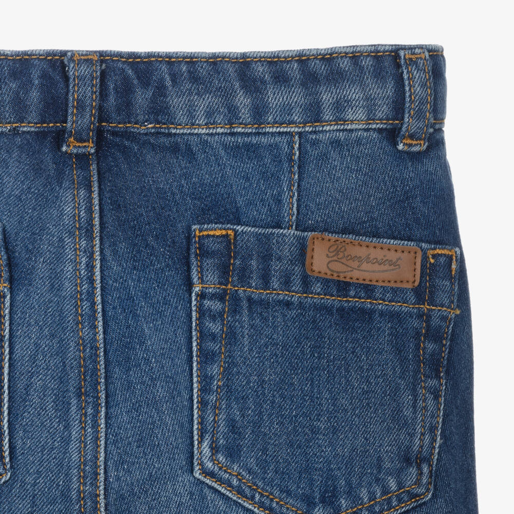 Bonpoint-جينز بأرجل واسعة دنيم لون أزرق للبنات | Childrensalon Outlet