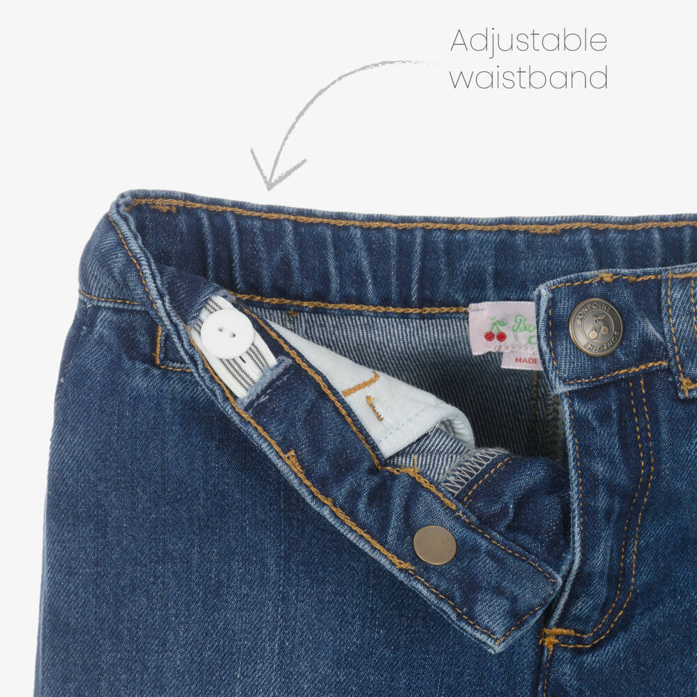 Bonpoint-جينز بأرجل واسعة دنيم لون أزرق للبنات | Childrensalon Outlet