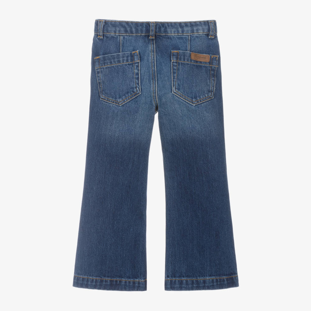 Bonpoint-جينز بأرجل واسعة دنيم لون أزرق للبنات | Childrensalon Outlet