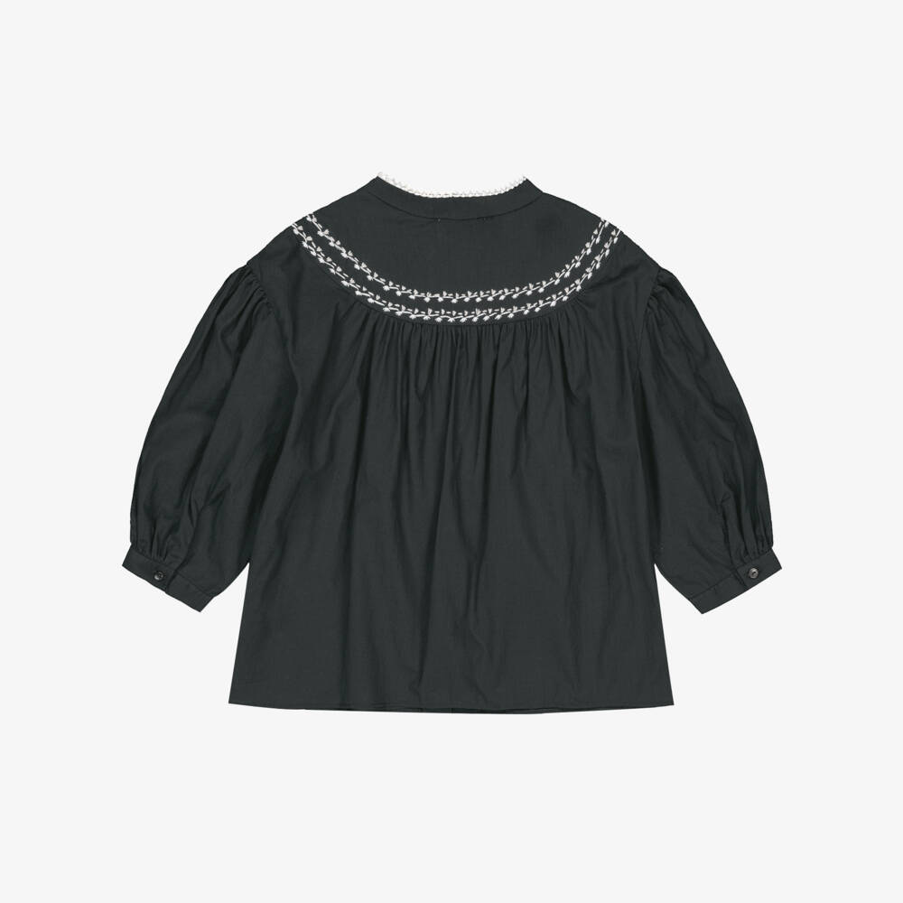 Bonpoint-Girls Elegant Black Cotton Top | Childrensalon Outlet